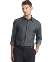 This Kenneth Cole Reaction button down has a cool iridescent design and no pockets for a crisp, clean look.