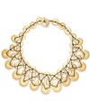 Go for the gold. Crafted in gold tone mixed metal, Lauren by Ralph Lauren's chic collar necklace is embellished with hammered disks. Includes a toggle closure. Approximate length: 16 inches.