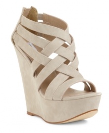 Exceptional beauty. Steve Madden Women's Xcess platform wedge sandals take caged vamps and wedge heels to new heights. And the results are amazing. Exceptional beauty. Steve Madden Women's Xcess platform wedge sandals take caged vamps and wedge heels to new heights. And the results are amazing.