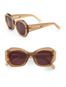 Take a trip back in time with these angular acetate frames with cut-out temples. Available in crystal tea brown with brown lens. Cut-out temples100% UV protectionImported Take a trip back in time with these angular acetate frames with cut-out temples. Available in crystal tea brown with brown lens. Cut-out temples100% UV protectionImported