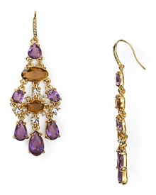 A cascade of tonal sparkle defines this pair of chandelier earrings from Carolee, crafted of 12-karat gold plated metal and delicate glass stones.