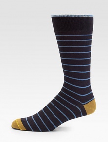 Sophisticated stripes are joined by colorblock detail at the heel and toe for a vibrant contrast.Mid-calf height62% cotton/37% nylon/1% spandexMachine washMade in Italy Sophisticated stripes are joined by colorblock detail at the heel and toe for a vibrant contrast.Mid-calf height62% cotton/37% nylon/1% spandexMachine washMade in Italy