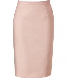 Luxe pencil skirt in ultra-fine, virgin wool and silk blend - Elegant and polished in light pink - Flattering slim cut hits just above the knee - Back slit, zips up - A sophisticated look for day or evening, ideal for work, parties and cocktails - Dress up with a tie-neck blouse and heels or go for a more casual look with an oversize cashmere pullover and ballerina flats