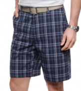 They might look like mild-mannered plaid shorts, but these Izod cargos have performance properties to take you a step beyond.