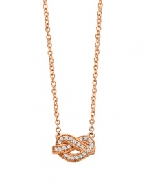 True love is like a knot that never comes undone. The cubic zirconia-encrusted heart on this 18k rose gold vermeil pave necklace lets her know just how you feel.