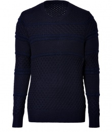 Textural chunky knits are a cool way to add a modern edge to your outfit, and Neil Barretts navy pullover is an ultra sophisticated choice - Rounded neckline, long sleeves, ribbed trim, slim fit - Pair with favorite tees and jeans, or dress up with blazers and Chelsea boots Textural chunky knits are a cool way to add a modern edge to your outfit, and Neil Barretts navy pullover is an ultra sophisticated choice - Rounded neckline, long sleeves, ribbed trim, slim fit - Pair with favorite tees and jeans, or dress up with blazers and Chelsea boots