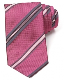 A classic stripe design on luxe Italian silk reveals your impeccable taste and appreciation for the finer things in life. A classic stripe design on luxe Italian silk reveals your impeccable taste and appreciation for the finer things in life.