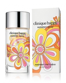 Here for a limited time, a light-hearted edition of everything you love about Clinique Happy. Gives our bright, sparkling, citrusy floral a fresh look and feel. Wear it and be happy. All summer. Here for a limited time, a light-hearted edition of everything you love about Clinique Happy. Gives our bright, sparkling, citrusy floral a fresh look and feel. Wear it and be happy. All summer.