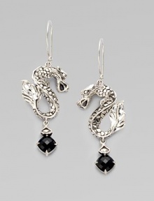 From the Naga Collection. Slightly ferocious but oh so stylish, these S-shaped dragons hold faceted drops of black chalcedony.Black chalcedonySterling silverDrop, about 2¼Ear wireImported From the Naga Collection. Slightly ferocious but oh so stylish, these S-shaped dragons hold faceted drops of black chalcedony.Black chalcedonySterling silverDrop, about 2¼Ear wireImported