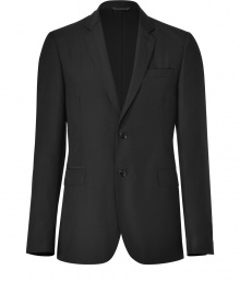 Sleek and sophisticated with cool button detailing at the cuffs, Costume Nationals lightweight wool-silk blazer lends a contemporary edge to your sharp business wardrobe - Notched lapel, long sleeves, button detailed cuffs, flap and slit pockets, double back vents - Slim tailored fit - Wear with the matching pants and slick leather lace-ups