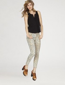 Exotic leopard print on skinny stretch denim, styled in a sophisticated crop.THE FITSkinny fitRise, about 8Inseam, about 27THE DETAILSZip flyFive-pocket style90% cotton/8% polyester/2% elastaneMachine washMade in USA of imported fabricModel shown is 5'10 (178cm) wearing US size 4. Exotic leopard print on skinny stretch denim, styled in a sophisticated crop.THE FITSkinny fitRise, about 8Inseam, about 27THE DETAILSZip flyFive-pocket style90% cotton/8% polyester/2% elastaneMachine washMade in USA of imported fabricModel shown is 5'10 (178cm) wearing US size 4.