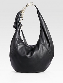 Pebble-grain leather, finished with light goldtone hardware, a horsebit hook, metal chain and leather tassel.Chain shoulder strap, 7½ drop Top zip closure One inside zip pocket Two inside open pockets Cotton jacquard lining 19¾W X 17H X 7D Made in Italy Pebble-grain leather, finished with light goldtone hardware, a horsebit hook, metal chain and leather tassel.Chain shoulder strap, 7½ drop Top zip closure One inside zip pocket Two inside open pockets Cotton jacquard lining 19¾W X 17H X 7D Made in Italy