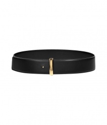 Cinch your look in luxe style with this lovely leather belt from Salvatore Ferragamo - Smooth leather with gold-tone buckle - Wear with a tie-neck blouse, a pencil skirt, and a long cardigan Cinch your look in luxe style with this lovely leather belt from Salvatore Ferragamo - Smooth leather with gold-tone buckle - Wear with a tie-neck blouse, a pencil skirt, and a long cardigan