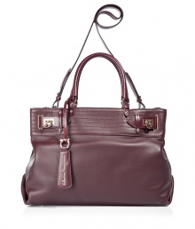 Luxurious bag in rich oxblood leather - Extremely high quality craftsmanship you can absolutely see - Stylish, roomy satchel (shopper) shape with one short carry handle and a long shoulder strap - Classy, gold-colored turn-key closures - Accent stitching adds a modern cool - A fantastic upgrade for simple business and daytime looks Luxurious bag in rich oxblood leather - Extremely high quality craftsmanship you can absolutely see - Stylish, roomy satchel (shopper) shape with one short carry handle and a long shoulder strap - Classy, gold-colored turn-key closures - Accent stitching adds a modern cool - A fantastic upgrade for simple business and daytime looks