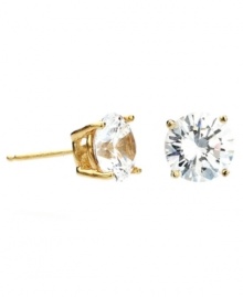 Polished perfection. Dress any look up with the right pair of stud earrings. CRISLU's sparkling style feature three carats of round-cut cubic zirconia. Set in 18k gold over sterling silver. Approximate diameter: 1/3 inch.