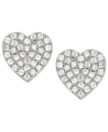 Sparkling hearts they'll love. CRISLU's children's earrings are embellished with shimmering cubic zirconias (1/25 ct. t.w.) and set in platinum over sterling silver. Approximate diameter: 1/3 inch.