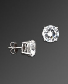 Get glamour without the guilt! CRISLU studs feature 8 carats of eye-popping cubic zirconia sparkle. Crafted in polished platinum over sterling silver. Get glamour without the guilt! CRISLU studs feature 8 carats of eye-popping cubic zirconia sparkle. Crafted in polished platinum over sterling silver.