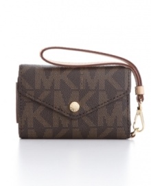 Textured and monogrammed, this envelope iPhone wristlet protects your can't-live-without-it PDA in style. Textured and monogrammed, this envelope iPhone wristlet protects your can't-live-without-it PDA in style.