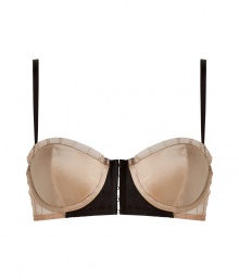 Combine the best of both worlds with this ultra-luxe corselette - Hook and eye front closure, contrasting pale pink cups with lacy trim, adjustable straps, cleavage enhancing - Wear under practically any outfit or alone to amp up the sexy factor - Made by highend lingerie label Kiki de Montparnasse Combine the best of both worlds with this ultra-luxe corselette - Hook and eye front closure, contrasting pale pink cups with lacy trim, adjustable straps, cleavage enhancing - Wear under practically any outfit or alone to amp up the sexy factor - Made by highend lingerie label Kiki de Montparnasse