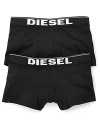 Comfy, supportive boxer trunks from Diesel, decorated with logo lettering and contrast trim along a wide elastic waistband.