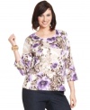 Land a polished weekend look with Karen Scott's three-quarter-sleeve plus size top-- it's an Everyday Value!