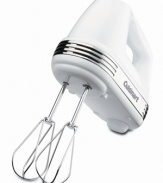 Take this Cuisinart hand mixer for a spin and get creative in the kitchen. From airy meringues to silky smooth batters, you'll have five speeds of mixing power at your fingertips, and a whole new world of culinary opportunity in the palm of your hands. Three-year limited warranty. Model HM-50.