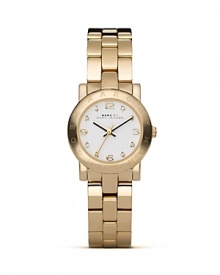 Make time for shine. It might be mini but this gold-plated stainless steel watch from MARC BY MARC JACOBS makes a major round-the-clock statement.