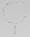This delicate design is punctuated with dazzling oval links in plated rhodium. Brass Length, about 20 Drop, about 2 Lobster clasp closure Imported 