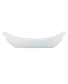 Feature modern elegance on your menu with the Classic Fjord oval serving dishes from Dansk dinnerware. The dishes serve up glossy white porcelain with a fluid, sloping edge that prevents spills and keeps tables looking totally fresh. Feature modern elegance on your menu with the Classic Fjord oval serving dishes from Dansk dinnerware. The dishes serve up glossy white porcelain with a fluid, sloping edge that prevents spills and keeps tables looking totally fresh.