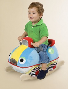 Put the pedal to the metal and rock on this soft, colorful, smiling, chubby stuffed car that sits atop a solid wooden rocker frame.About 16H X 13D X 24LSuitable for ages 1 year and upImported Put the pedal to the metal and rock on this soft, colorful, smiling, chubby stuffed car that sits atop a solid wooden rocker frame.About 16H X 13D X 24LSuitable for ages 1 year and upImported