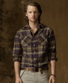 Layered or worn alone, this durable plaid cotton shirt gives a just-right rugged touch to any look.