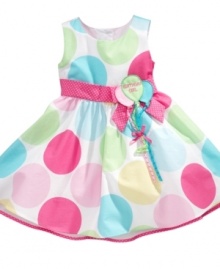 There will be no mistaking who the birthday girl is in this fantastically festive party dress by Bonnie Jean. There will be no mistaking who the birthday girl is in this fantastically festive party dress by Bonnie Jean.