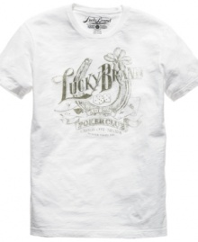 Know when to hold 'em. This graphic tee from Lucky Brand Jeans is always a winning hand. Know when to hold 'em. This graphic tee from Lucky Brand Jeans is always a winning hand.