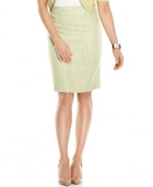 A slim-fitting skirt rendered from textured boucle is a prep-inspired essential, from Charter Club. A slim-fitting skirt rendered from textured boucle is a prep-inspired essential, from Charter Club.