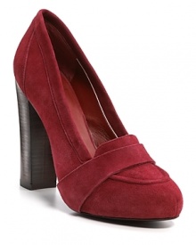 The penny loafer grows up with these chic, flirty suede pumps from DIANE von FURSTENBERG.