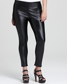 Rock and roll to the top of the fashion set in these DKNYC Plus leggings, touting a supple, faux-leather finish for real urban edge. Slip a silk blouse into the pair for modern polish, or dress them down with a vintage concert tee.