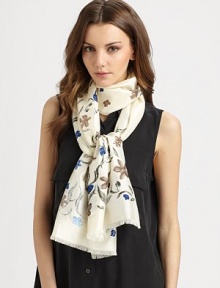 EXCLUSIVELY AT SAKS. A whimsical floral pattern adorns this raw silk style.Silk21½ X 79Dry cleanImported EXCLUSIVELY AT SAKS. A whimsical floral pattern adorns this raw silk style.Silk21½ X 79Dry cleanImported