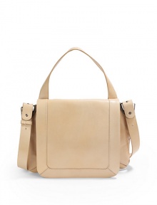 THE LOOKSingle shoulder strapRemovable, adjustable flat crossbody strapThree-gusset designDecorative metal details at top cornersMetal logo at backMagnetic flap closureOne inside zip pocketInside logo detailTHE MEASUREMENTShoulder strap, 4 dropRemovable crossbody strap, 16 drop13W X 9½H X ¼DTHE MATERIALLeatherFully linedORIGINMade in Italy THE LOOKSingle shoulder strapRemovable, adjustable flat crossbody strapThree-gusset designDecorative metal details at top cornersMetal logo at backMagnetic flap closureOne inside zip pocketInside logo detailTHE MEASUREMENTShoulder strap, 4 dropRemovable crossbody strap, 16 drop13W X 9½H X ¼DTHE MATERIALLeatherFully linedORIGINMade in Italy