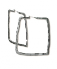 Dare to get funky with a not-so-average pair of hoops. Earrings by RACHEL Rachel Roy feature a chunky square design in worn hematite tone mixed metal. Approximate diameter: 2 inches.