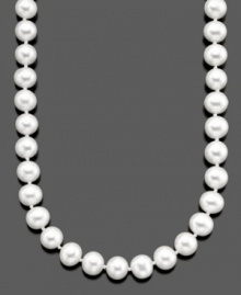 Sophistication that never goes out of style. This cultured freshwater pearl (7.5-8 mm) strand features a 14k gold clasp. Approximate length: 18 inches. Sophistication that never goes out of style. This cultured freshwater pearl (7.5-8 mm) strand features a 14k gold clasp. Approximate length: 18 inches.