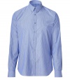 Infuse casual-cool into your off-duty look with this slim fit button down from PS by Paul Smith - Small spread collar, front button placket, button-detailed cuffs, rounded hem, all-over stripe print  - Style with chinos, a V-neck cardigan, and loafers