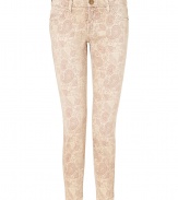 Embrace the seasons passion for the printed pant with these ultra-chic, paisley patterned khaki jeans from Current Elliott - On-trend, cropped ankle - Low rise, ultra-fitted silhouette flatters every curve - Traditional five-pocket style with belt loops, zip fly and button closure - Sexy and cool, easily dressed up or down - Pair with a tank, blazer and oxfords, or go for a more casual look with a tunic top or boyfriend cardigan and flats