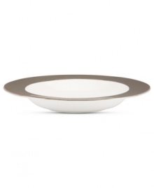 Draped in sumptuous metal, the Platinum Voile rim soup bowl evokes the luxurious woven fabrics in Donna Karan's ready-to-wear collection. A simple etched pattern contrasts its brilliant sheen for a look as chic as anything on the runway. Draped in sumptuous metal, the Platinum Voile rim soup bowl evokes the luxurious woven fabrics in Donna Karan's ready-to-wear collection. A simple etched pattern contrasts its brilliant sheen for a look as chic as anything on the runway.
