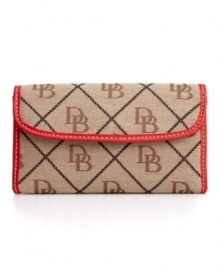 Keep your financial essentials in this Dooney & Bourke checkbook (and more) holder with a quilted monogram motif and fiery red trim. A Macy's Exclusive! Keep your financial essentials in this Dooney & Bourke checkbook (and more) holder with a quilted monogram motif and fiery red trim. A Macy's Exclusive!