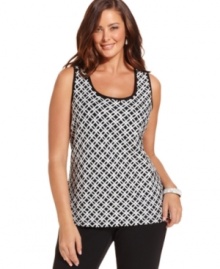 Shine from day to night in Charter Club's sequined plus size tank top!