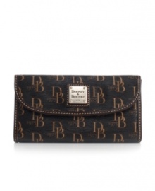 Dooney & Bourke celebrates their timeless looks with a fresh 1975-themed signature print that makes the continental wallet all the more stylish. Dooney & Bourke celebrates their timeless looks with a fresh 1975-themed signature print that makes the continental wallet all the more stylish.