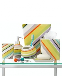 Look good, feel good! Featuring modern hues, fun shapes and bold stripes, the Cabana Stripe tissue holder renews your space with style. Look good, feel good! Featuring modern hues, fun shapes and bold stripes, the Cabana Stripe tissue holder renews your space with style.