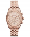 An allover rosy silhouette lends a lovely presence to this Lexington collection watch from Michael Kors.