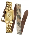 Wrap your wrists in shimmering detail with this unique watch from GUESS.