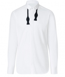 With a quirky-cool trompe loeil printed bowtie and a slim fit, this Neil Barrett button down brings a hint of elegance to even your most casual ensembles - Small spread collar with loose bowtie print around neckline, concealed front button placket, long sleeves, slim fit, curved hem - Wear with slim trousers or jeans and a leather jacket or printed blazer With a quirky-cool trompe loeil printed bowtie and a slim fit, this Neil Barrett button down brings a hint of elegance to even your most casual ensembles - Small spread collar with loose bowtie print around neckline, concealed front button placket, long sleeves, slim fit, curved hem - Wear with slim trousers or jeans and a leather jacket or printed blazer